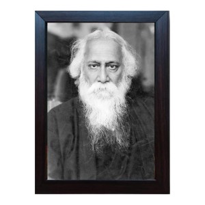 Hitech Rabindranath Tagore B&W Framed Laminated photo frame for table, Study & living room, gifts (Pvc Frame and Front face - Glass, 8 x 6 inch)