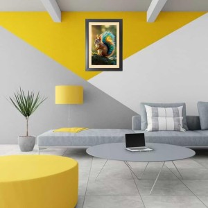 The squirrel with a peacock-feathered tail Black Photo Frame Funny Animal and Bird Cartoon Art The squirrel with a peacock-feathered tail Black Photo Frame Funny Animal and Bird Cartoon Art