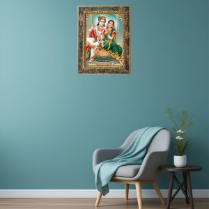 Shri Radha Krishna Digital Print Photo 6.7x8.7 inches - Vibrant Religious Wall Art for Home or Office Decor.