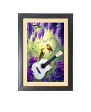Two cute birds are playing a guiter Black Photo Frame Funny Animal and Bird Cartoon Art