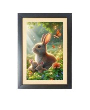 The cute little rabbits Black Photo Frame Funny Animal and Bird Cartoon Art