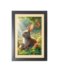 The cute little rabbits Black Photo Frame Funny Animal and Bird Cartoon Art