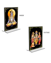 Sri Krishna & Ram Darbar Acrylic T-Style Photo Stand - 11x13 Inches, Compact and Stylish Spiritual Display, easily change 2 photos (Pack of 1)