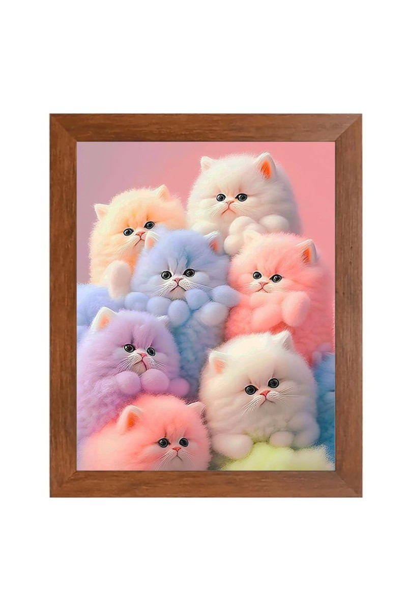 AI Funny Cute Cat Art Picture for Kids - 10x14 inches, Brown Color - Perfect Wall Decor for Children's Room