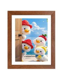 AI Funny Cute Duck Art Picture for Kids - 18x22 inches, Brown Color - Perfect Wall Decor for Children's Room