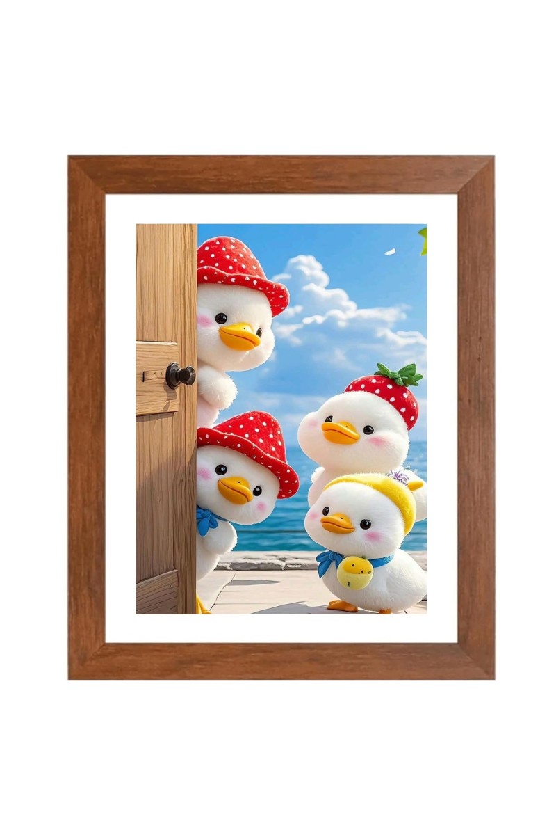 AI Funny Cute Duck Art Picture for Kids - 18x22 inches, Brown Color - Perfect Wall Decor for Children's Room