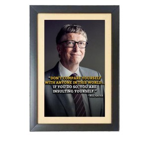 Bill Gates & His Famous Quote Photo Frame - Black Frame, 11x15 Inches, Perfect for Office & Wall Decoration, Ideal Gift