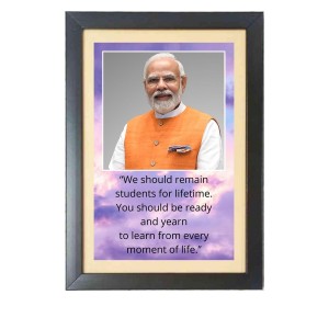Narendra Modi & His Famous Quote Photo Frame - Brown Frame, 11x15 Inches, Perfect for Office & Wall Decoration, Ideal Gift