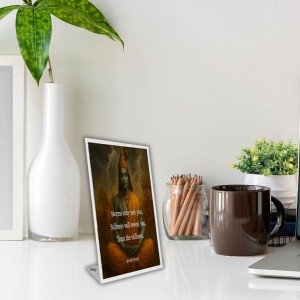 Car Desk/Table Top Shree Krishna Acrylic L-Style Photo Stand - 2.5x3.5 Inches, Compact And Stylish Spiritual Display (F6680)