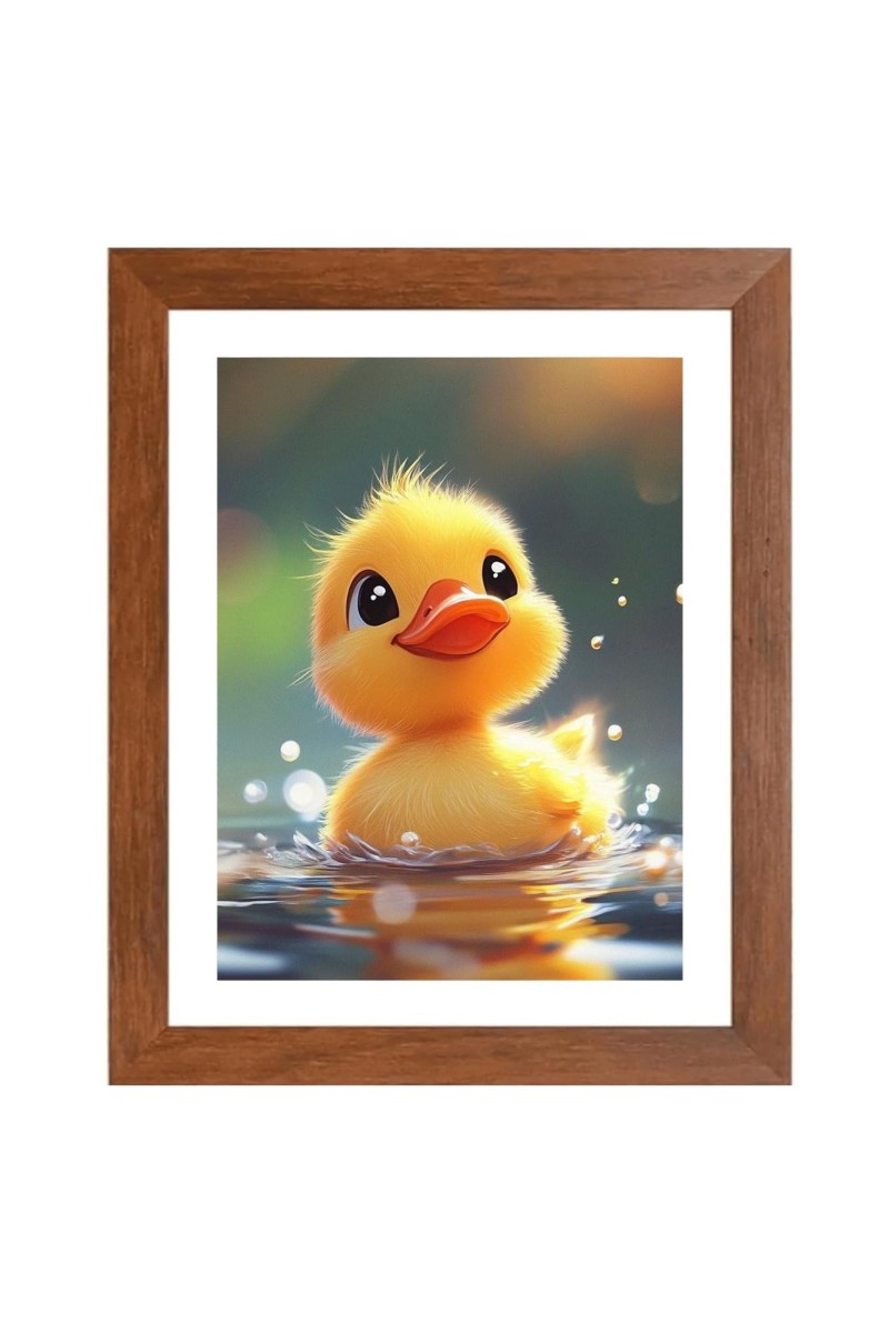 AI Funny Cute Duck Art Picture for Kids - 16x20 inches, Brown Color - Perfect Wall Decor for Children's Room