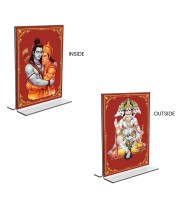Sri Ram & cHanuman Acrylic T-Style Photo Stand - 11x13 Inches, Compact and Stylish Spiritual Display, easily change 2 photos (Pack of 1)