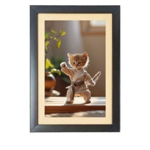 The funny cat is doing karate Photo Frame Funny Animal and Bird Cartoon Art, Black color, 17x21 Inch The funny cat is doing karate Photo Frame Funny Animal and Bird Cartoon Art, Black color, 17x21 Inch