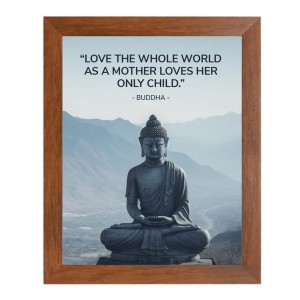 Buddha & His Famous Quote Photo Frame - Brown Frame, Perfect for Office & Wall Decoration, Ideal Gift