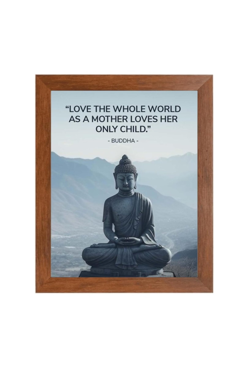 Buddha & His Famous Quote Photo Frame - Brown Frame, Perfect for Office & Wall Decoration, Ideal Gift