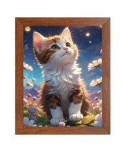 AI Funny Cute Cat Art Picture for Kids - 10x14 inches, Brown Color - Perfect Wall Decor for Children's Room