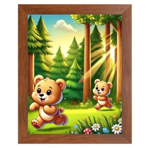 AI Funny Brown Bear Art Picture for Kids - 10x14 inches, Brown Color - Perfect Wall Decor for Children's Room