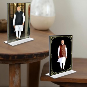 Sri Narendra Modi Acrylic T-Style Photo Stand, Compact and Stylish Spiritual Display, easily change 2 photos (Pack of 1) Sri Narendra Modi Acrylic T-Style Photo Stand, Compact and Stylish Spiritual Display, easily change 2 photos (Pack of 1)