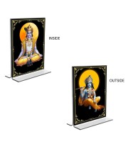 Lord Krishna Acrylic T-Style Photo Stand - 11x13 Inches, Compact and Stylish Spiritual Display, easily change 2 photos (Pack of 1)