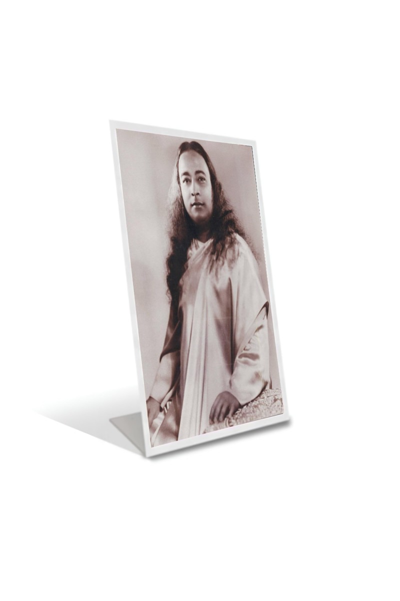 Car Desk/Table Top Paramahansa Yogananda Acrylic L-Style Photo Stand - 2.5x3.5 Inches, Compact And Stylish Spiritual Display (F6705)