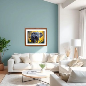 AI Funny Cute Elephant Art Picture for Kids - 10x14 inches, Brown Color - Perfect Wall Decor for Children's Room