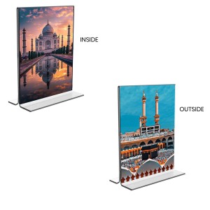 Taj Mahal & Mecca Madina Acrylic T-Style Photo Stand, Compact and Stylish Spiritual Display, easily change 2 photos (Pack of 1)