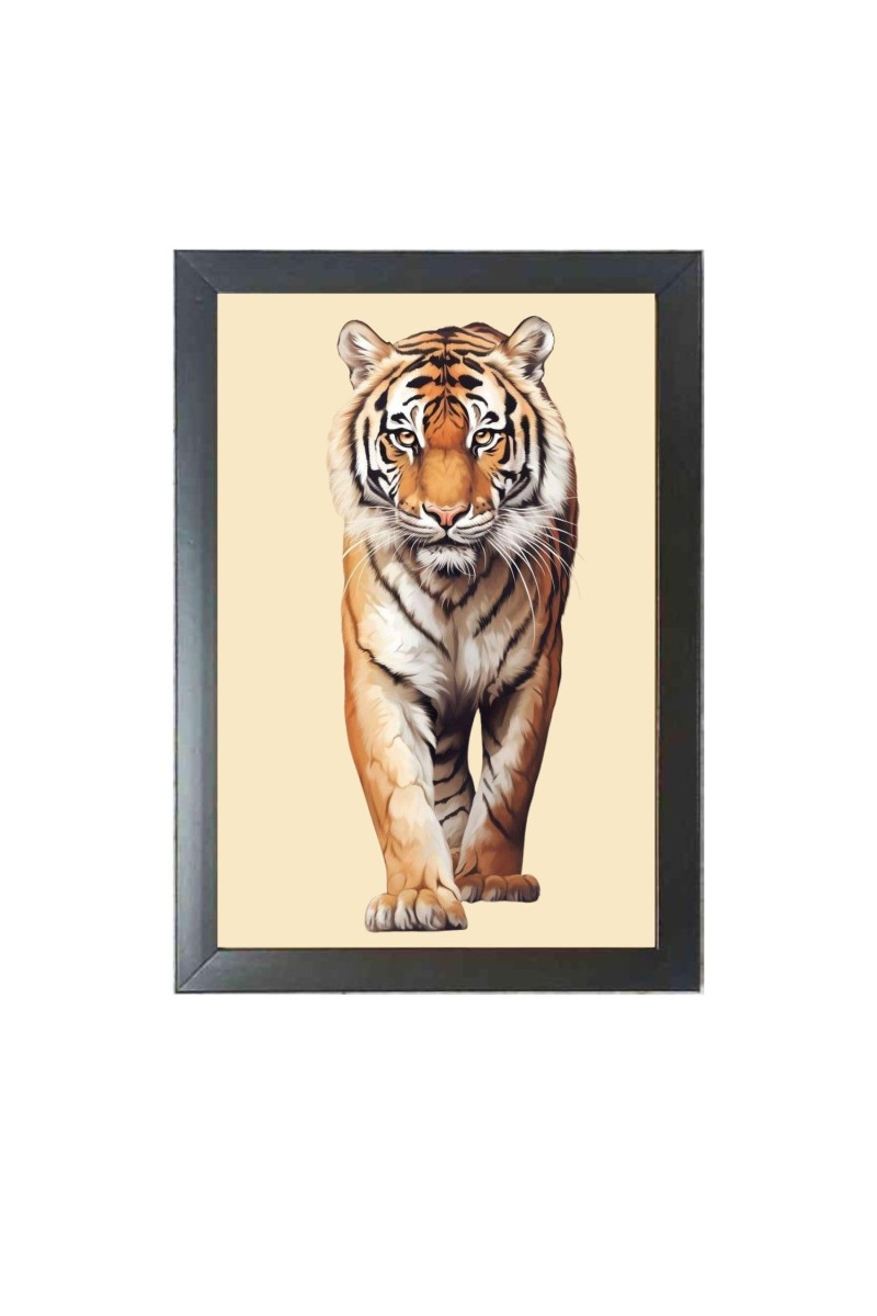 The wild tiger Black Photo Frame Funny Animal and Bird Cartoon Art