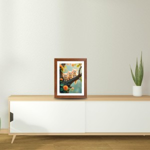 AI Funny Cute Birds Art Picture for Kids - 10x14 inches, Brown Color - Perfect Wall Decor for Children's Room