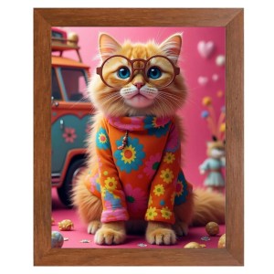 AI Funny Cute Kitty Cat Art Picture for Kids - 10x14 inches, Brown Color - Perfect Wall Decor for Children's Room AI Funny Cute Kitty Cat Art Picture for Kids - 10x14 inches, Brown Color - Perfect Wall Decor for Children's Room