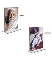 Sri Aurobindo Acrylic T-Style Photo Stand - 11x13 Inches, Compact and Stylish Spiritual Display, easily change 2 photos (Pack of 1)