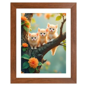 AI Funny Cute Birds Art Picture for Kids - 10x14 inches, Brown Color - Perfect Wall Decor for Children's Room