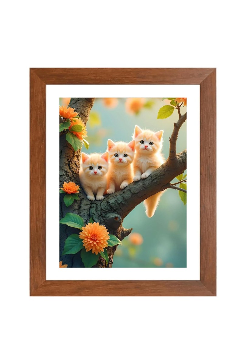 AI Funny Cute Birds Art Picture for Kids - 10x14 inches, Brown Color - Perfect Wall Decor for Children's Room