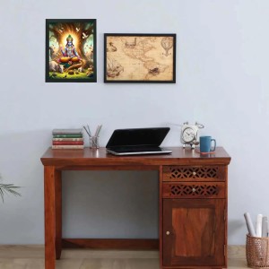 Hitech Sales Shree Krishna Polystyrene Photo Frame for Pooja Room, Temple Decor, Home Decoration and Gifting (Wall and Tabletop, Rectangular, Printed Photo, 7.12 x 9.12 inches Frame, Black)
