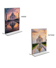 Taj Mahal Acrylic T-Style Photo Stand, Compact and Stylish Spiritual Display, easily change 2 photos (Pack of 1)