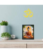 Hitech Sales Lord Gautama Buddha Polystyrene Photo Frame for Pooja Room, Temple Decor, Home Decoration and Gifting (Wall and Tabletop, Rectangular, Printed Photo, 7.12 x 9.12 inches Frame, Black)