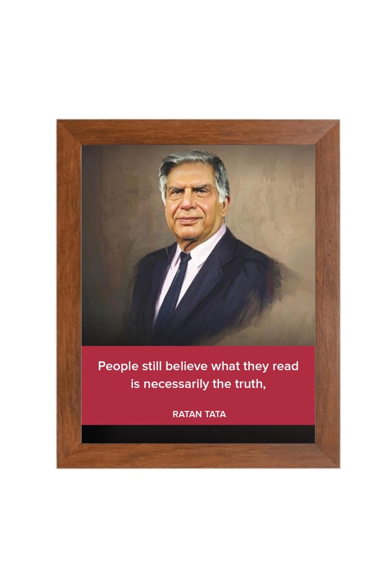 Shree Ratan Naval Tata & Famous Quote Brown Frame, 18x22InchesInspirational Wall Art for Office, Home DecorIdeal Spiritual Gift