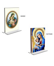 Mother Mary Acrylic T-Style Photo Stand - 11x13 Inches, Compact and Stylish Spiritual Display, easily change 2 photos (Pack of 1)