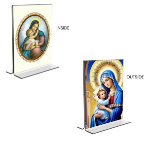 Mother Mary Acrylic T-Style Photo Stand - 5x7 Inches, Compact and Stylish Spiritual Display, easily change 2 photos (Pack of 1) Mother Mary Acrylic T-Style Photo Stand - 5x7 Inches, Compact and Stylish Spiritual Display, easily change 2 photos (Pack of 1)