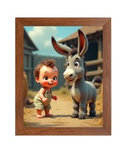 AI Funny Boy with Gadha Art Picture for Kids - 10x14 inches, Brown Color - Perfect Wall Decor for Children's Room AI Funny Boy with Gadha Art Picture for Kids - 10x14 inches, Brown Color - Perfect Wall Decor for Children's Room