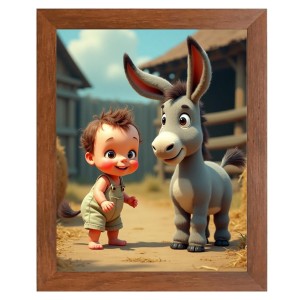 AI Funny Boy with Gadha Art Picture for Kids - 10x14 inches, Brown Color - Perfect Wall Decor for Children's Room AI Funny Boy with Gadha Art Picture for Kids - 10x14 inches, Brown Color - Perfect Wall Decor for Children's Room