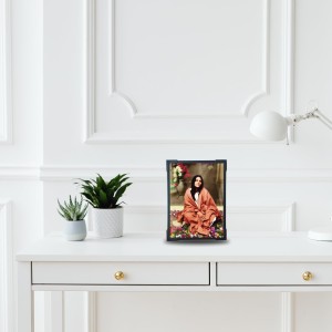 HiTechMart Ma Anandamayi Devi Photo Frame – Wooden Laminated Spiritual Frame for Home & Office | Hindu God Picture Frame – Divine Meditation Decor Gift (5x7Inch)
