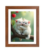 AI Funny Cute Cat Art Picture for Kids - 10x14 inches, Brown Color - Perfect Wall Decor for Children's Room