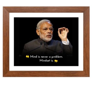 Narendra Modi & His Famous Quote Photo Frame - Brown Frame, Perfect for Office & Wall Decoration, Ideal Gift