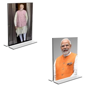 Car Desk/Table Top Sri Narendra Modi Acrylic T-Style Photo Stand - 2.5x3.5 Inches, Compact and Stylish Spiritual Display, easily change 2 photos (Pack of 1) Car Desk/Table Top Sri Narendra Modi Acrylic T-Style Photo Stand - 2.5x3.5 Inches, Compact and Stylish Spiritual Display, easily change 2 photos (Pack of 1)