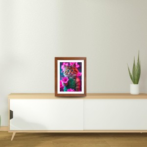 AI Funny Cute Cat Art Picture for Kids - 10x14 inches, Brown Color - Perfect Wall Decor for Children's Room