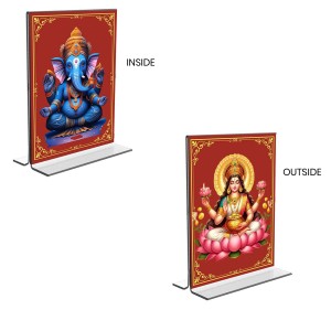 Sri Ganesh & Debi Lakshmi Acrylic T-Style Photo Stand, Compact and Stylish Spiritual Display, easily change 2 photos (Pack of 1) Sri Ganesh & Debi Lakshmi Acrylic T-Style Photo Stand, Compact and Stylish Spiritual Display, easily change 2 photos (Pack of 1)