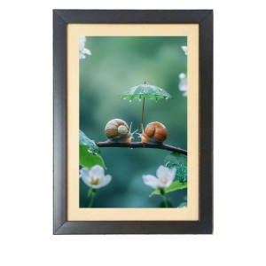 Two cute snails under little umbrella Photo Frame Funny Animal and Bird Cartoon Art, Black color, 13x17 Inch Two cute snails under little umbrella Photo Frame Funny Animal and Bird Cartoon Art, Black color, 13x17 Inch