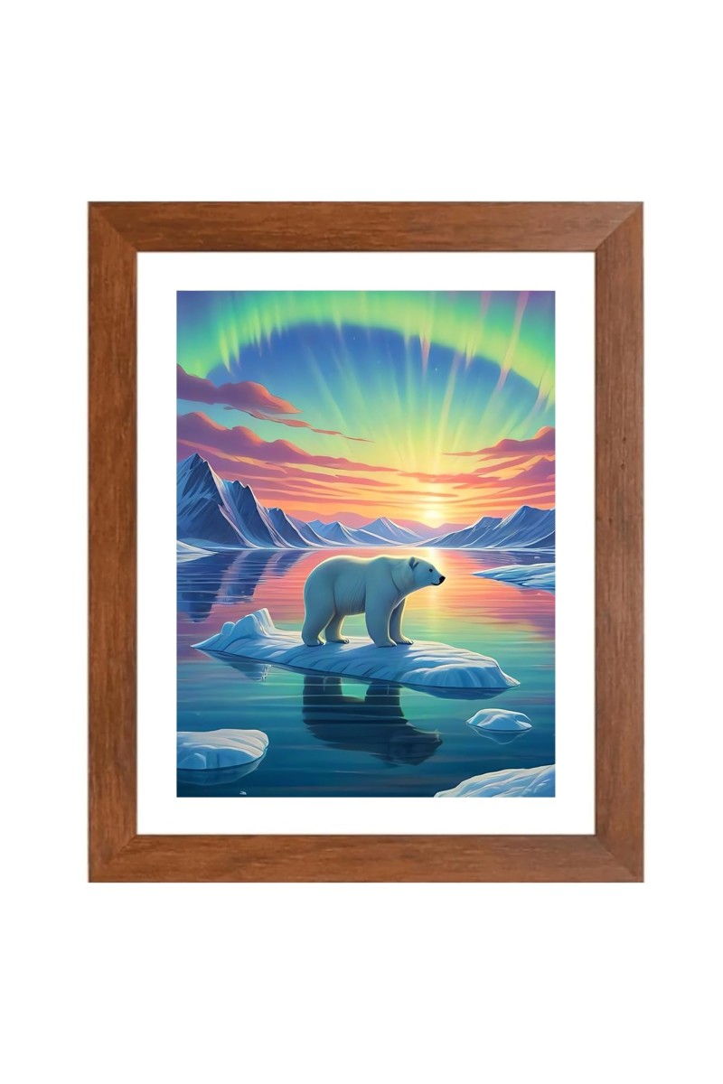 AI Funny Polar bear Art Picture for Kids - 10x14 inches, Brown Color - Perfect Wall Decor for Children's Room