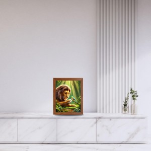 AI Funny Lion with bird Art Picture for Kids - 14x18 inches, Brown Color - Perfect Wall Decor for Children's Room AI Funny Lion with bird Art Picture for Kids - 14x18 inches, Brown Color - Perfect Wall Decor for Children's Room