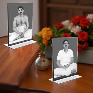 Sri Sri Thakur Anukul chandra & Sri Baroda Acrylic T-Style Photo Stand - 5x7 Inches, Compact and Stylish Spiritual Display, easily change 2 photos (Pack of 1) Sri Sri Thakur Anukul chandra & Sri Baroda Acrylic T-Style Photo Stand - 5x7 Inches, Compact and Stylish Spiritual Display, easily change 2 photos (Pack of 1)