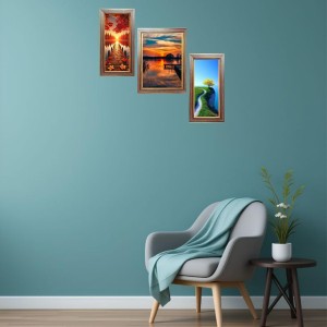3-Pack The Geometry of Water and Wood Photo Frames - 2 Pieces 6x13 Inch & 1 Piece 10x13 Inch - Rustic Wall Art for Home & Office Decor - Botanical Wall Hanging for Living Room, Bedroom, or Works